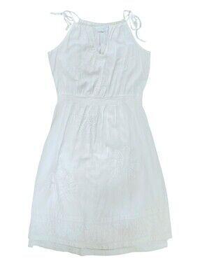Trina Turk White Summer Tie-Shoulder Floral Eyelet Mini Sundress